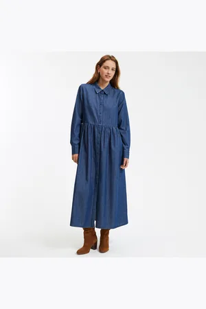 La Redoute Denim Maxi Dress with Long Sleeves
