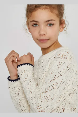 La Redoute Cotton Openwork Knit Jumper with Crew Neck
