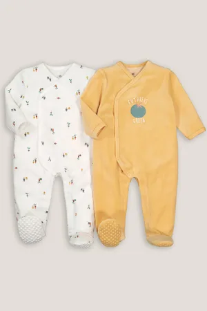 La Redoute Pack of 2 Sleepsuits in Velour