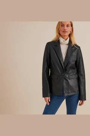 ANNE WEYBURN Leather Fitted Jacket