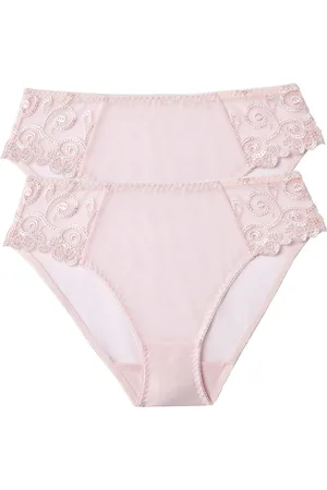 ANNE WEYBURN Pack of 2 Lyssa Knickers in Plain/Embroidered Tulle