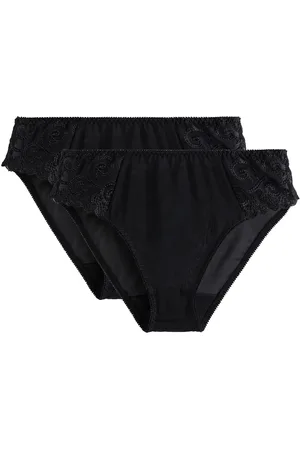 ANNE WEYBURN Pack of 2 Lyssa Knickers in Plain/Embroidered Tulle