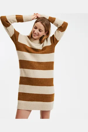 La Redoute Recycled Mini Jumper Dress in Striped Print
