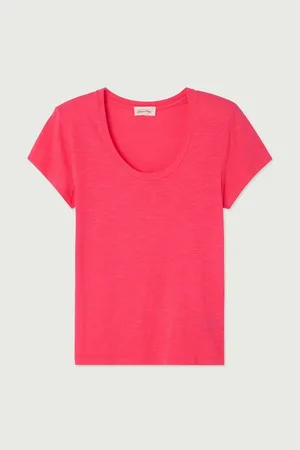 American Vintage Jacksonville Scoop Neck T-Shirt in Cotton Mix with Short Sleeves