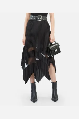 The Kooples Asymmetric Pleated Midi Skirt