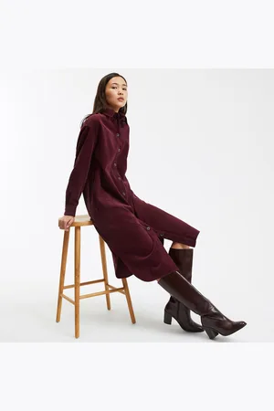 La Redoute Velour Shirt Dress with Long Sleeves