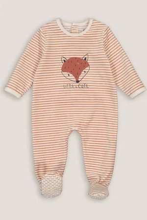 La Redoute Velour Sleepsuit with Fox Print on the Front