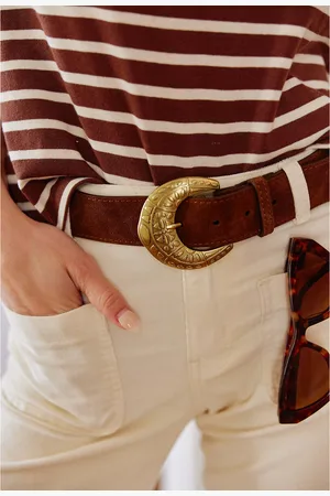 La Petite Etoile Idona Leather Belt with Decorative Half-Moon Buckle