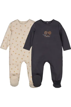 La Redoute Pack of 2 Sleepsuits in Lion Print Cotton Jersey