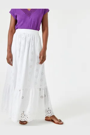 ANNE WEYBURN Full Maxi Skirt in Broderie Anglaise