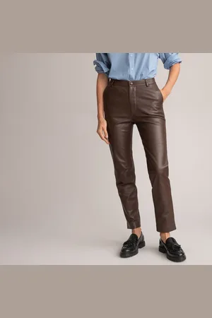 La Redoute Leather Straight Trousers, Length 26.5"