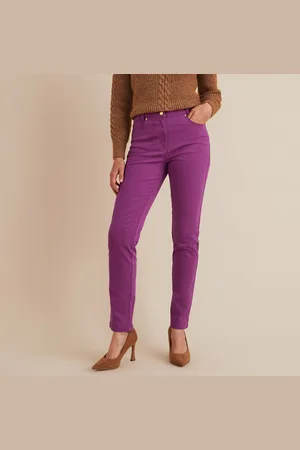 ANNE WEYBURN Stretch Cotton Straight Trousers, Length 30.5"