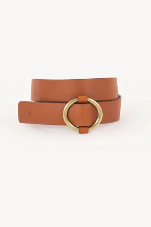 Sessun Tisao Belt with Circular Metal Buckle