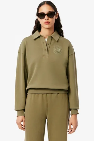 Lacoste Embroidered Logo Cotton Sweatshirt with Shirt Collar