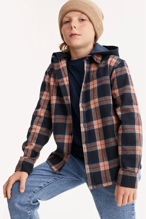La Redoute Checked Hooded Shirt with Long Sleeves