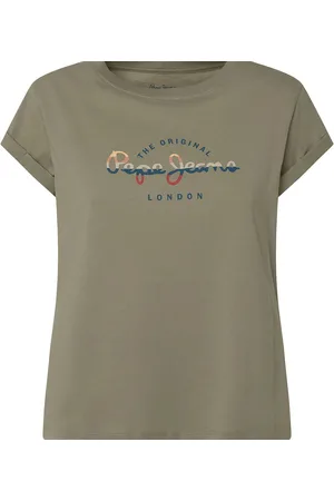 Pepe Jeans Slogan Print Cotton T-Shirt with Short Sleeves