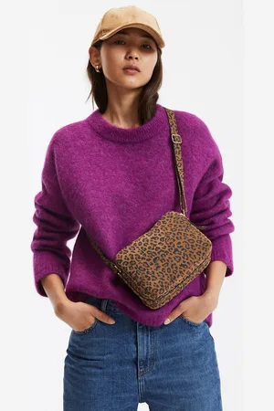 La Redoute Mini Crossbody Bag in Leopard Print Suede
