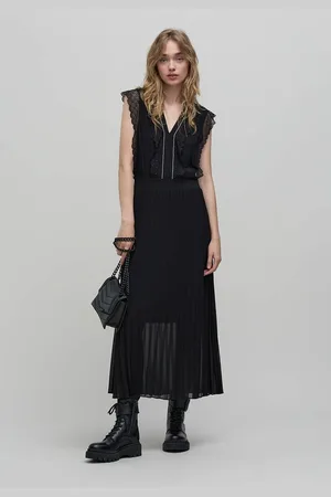 IKKS Sleeveless V-Neck Maxi Dress with Lace Detailing