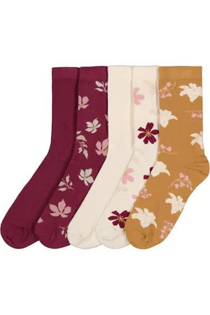 La Redoute Pack of 5 Pairs of Socks in Cotton Mix, Floral/Plain