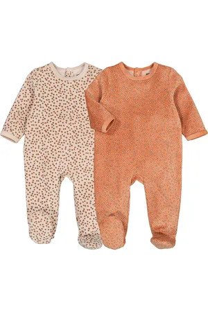La Redoute Pack of 2 Sleepsuits in Speckled Velour