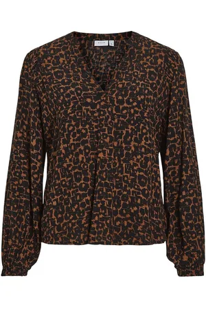 VILA Graphic Print Blouse with V-Neck