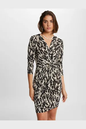 Morgan Printed Bodycon Mini Dress with 3/4 Length Sleeves