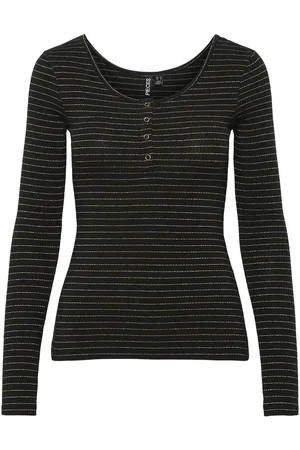 Pieces® Cotton Sparkly Striped T-Shirt
