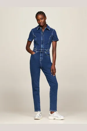 Tommy Hilfiger Recycled Denim Jumpsuit with Short Sleeves