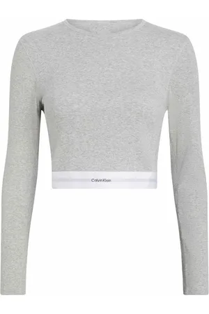 Calvin Klein Modern Rib Crop Top in Cotton with Long Sleeves