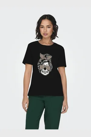 ONLY Printed Cotton T-Shirt with Short Sleeves