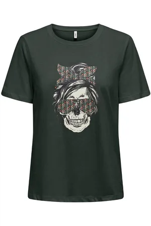 ONLY Printed Cotton T-Shirt with Short Sleeves