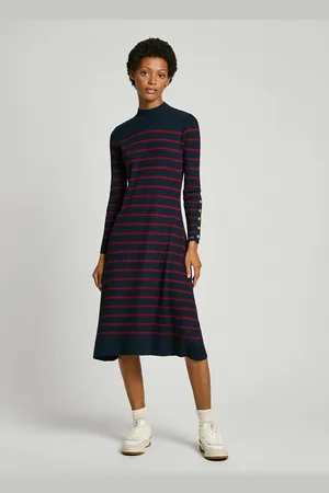Pepe Jeans Harlem Breton Striped Dress with High Neck