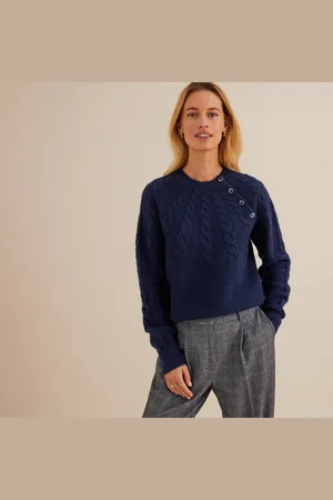 ANNE WEYBURN Chunky Knit Jumper with Crew Neck