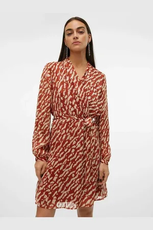VERO MODA Printed V-Neck Mini Dress