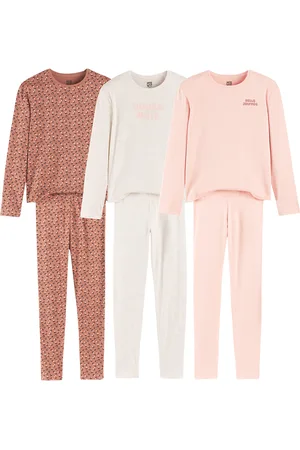 La Redoute Pack of 3 Pyjamas in Cotton Jersey, Slogan/Leopard Print