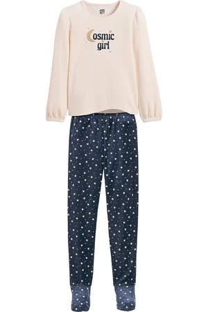La Redoute Velours Pyjamas with Feet, Slogan/Star Print