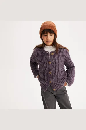 La Redoute Chunky Knit Buttoned Cardigan with Crew Neck