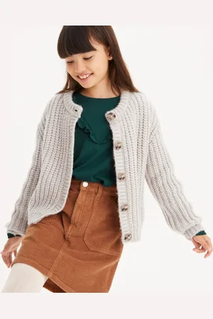 La Redoute Chunky Knit Buttoned Cardigan with Crew Neck