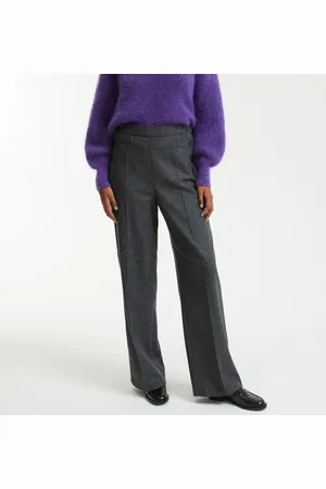 La Redoute Wide Leg Sailor Trousers in Recycled Wool Blend with High Waist