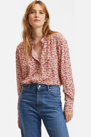 La Redoute Floral Mandarin Collar Shirt with Long Sleeves