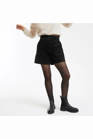 La Redoute Corduroy Paper Bag Shorts with High Waist
