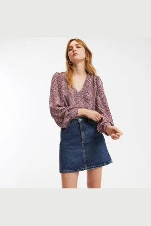 La Redoute Recycled Floral V-Neck Shirt with Long Sleeves