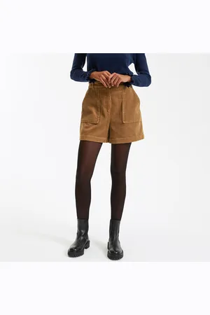 La Redoute Corduroy Paper Bag Shorts with High Waist
