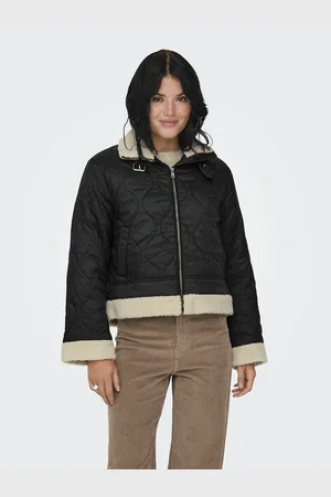 ONLY Quilted Aviator Jacket with Sherpa Collar