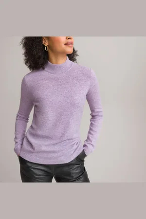 ANNE WEYBURN Cashmere Fine Knit Jumper with High Neck