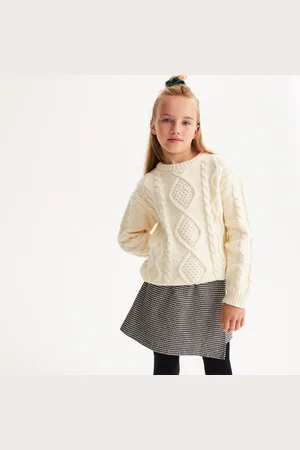 La Redoute Chunky Cable Knit Jumper in Cotton Mix with Crew Neck
