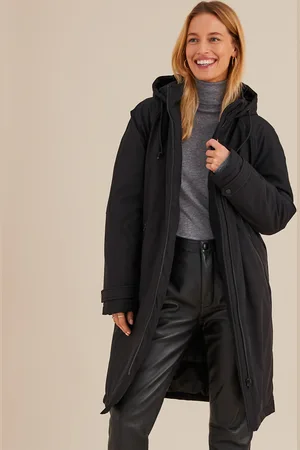 ANNE WEYBURN Mid-Length Hooded Parka, Mid-Season