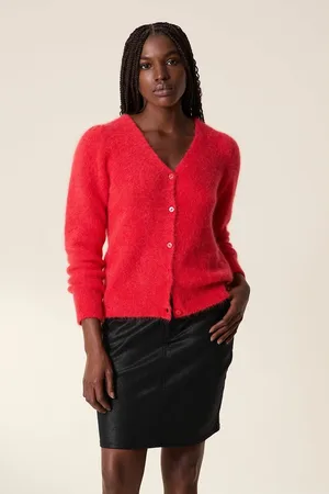 Leon & Harper Mad Alpaca Blend Cardigan with Long Sleeves and Button Fastening