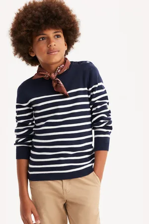 La Redoute Kids Striped Fine Gauge Knit Jumper