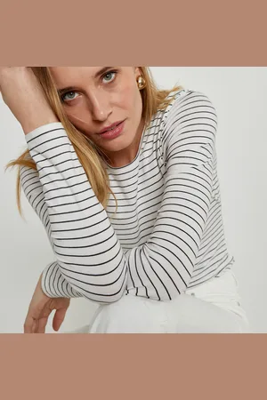 La Redoute Breton Striped Cotton T-Shirt with Crew Neck and Long Sleeves